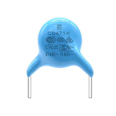 UL Сертификат 250VAC Y1 Безопасность471K/400V Конденсатор 2A-20A Номинальный ток -40°C ~ 85°C Операционная температура