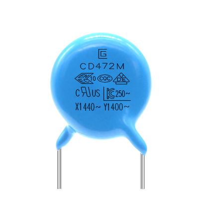 -40C-85C Y1 Устойчивость конденсатора безопасности 472M/400V Изоляционное сопротивление &gt; 100MΩ Сертификат CE