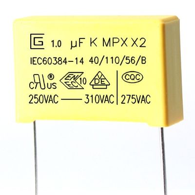 конденсатор 1.0Uf с превосходным пламенем - retardant свойства P22.5MM безопасности 105K X2