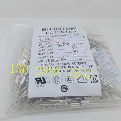 MICROTEMP G8A00072C Тепловой предохранитель Мощность прерывания тока до 25 ампер при 250 ВАК G8A01Tf072C