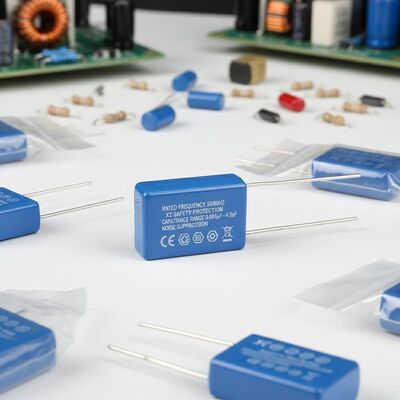 Номинальная частота 50 60 Гц Конденсатор безопасности X2 Диапазон емкости 0,001 мкФ - 4,7 мкФ Электрический компонент для подавления шума